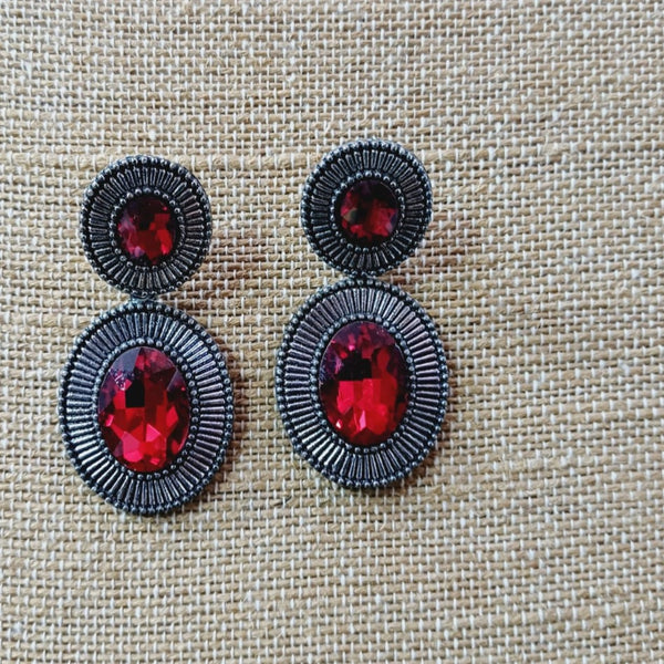 Aretes de ovalo rojo BCN079