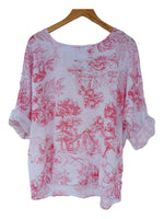 BLUSA DE ESTAMPADO FLORAL ROJO 2066