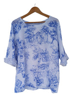 BLUSA DE ESTAMPADO FLORAL AZUL 2066