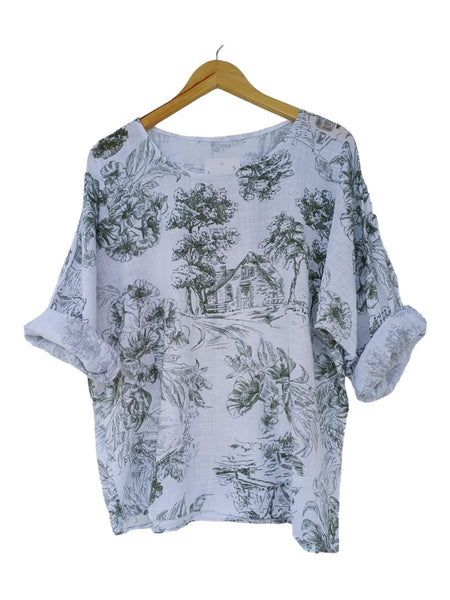 BLUSA DE ESTAMPADO FLORAL VERDE 2066