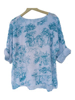 BLUSA DE ESTAMPADO FLORAL TURQUESA 2066