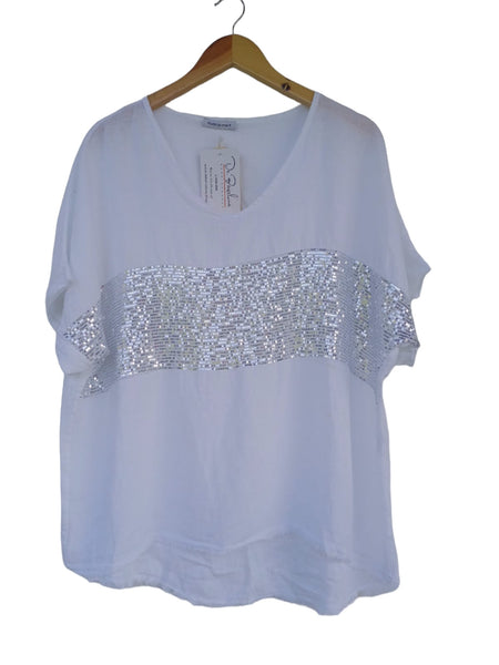 Blusa Lentejuelas blanco 24340