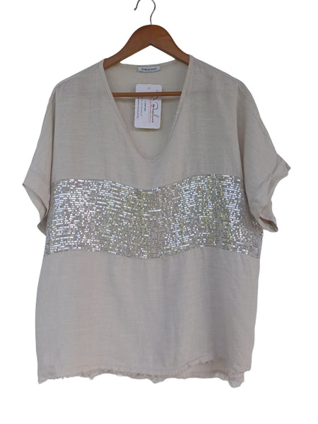 Blusa Lentejuelas beige 24340