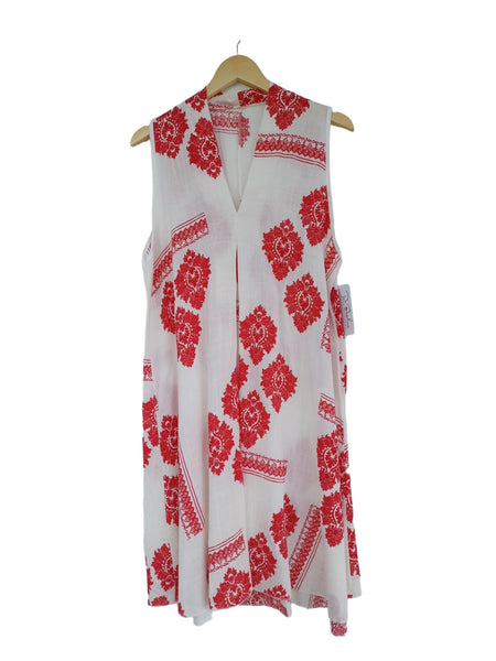 Vestido corto blanco estampado rojo 32313