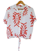 Blusa lino manga corta botones101772