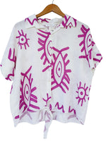 Blusa lino manga corta botones101772