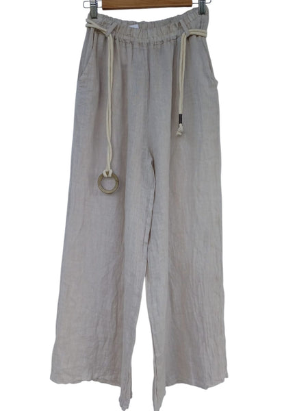 Pantalón lino cinturón 7022