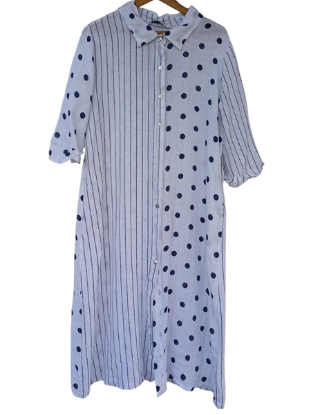 Vestido largo camisero lino 6850