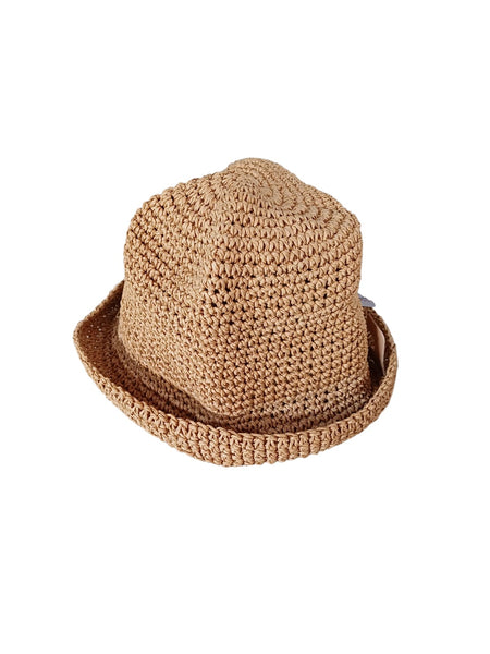 Sombrero  tejido camel corto.