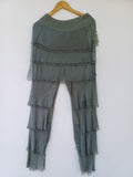 Pantalón seda flecos 16100